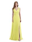 A-line Sleeveless V-Neck Side Slit Floor-Length Bridesmaid Dresses