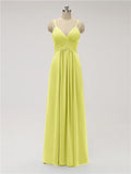 A-line Spaghetti Strap Chiffon Floor Length Bridesmaid Dresses