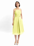 A-line Halter Sleeveless Pleats Short Bridesmaid Dresses