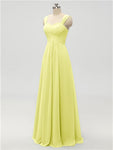 A-line Strap Chiffon Floor Length Long Bridesmaid Dresses