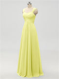 A-line Strap Chiffon Floor Length Long Bridesmaid Dresses