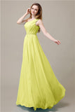 One-Shoulder A-line Beaded Chiffon Floor-Length Bridesmaid Dresses