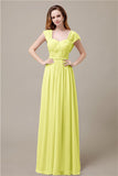 Cap Sleeves A-line Chiffon Floor-Length Bridesmaid Dresses