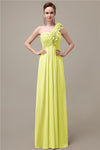 Simple A-line One-Shoulder Floor-Length Chiffon Bridesmaid Dresses