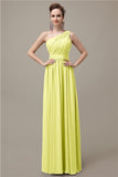 Charming One-shoulder A-line Chiffon Floor-Length Long Bridesmaid Dresses