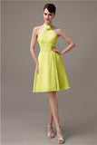 Halter Knee-length Chiffon A-line Short Bridesmaid Dresses