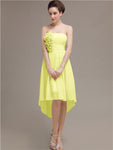 Straight High Low Chiffon Short Bridesmaid Dresses