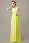 Simple A-line Chiffon V-Neck Floor-Length Long Bridesmaid Dresses