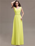 Honest A-line Chiffon Long Bridesmaid Dresses