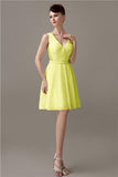 Charming A-line Chiffon V-neck Backless Bridesmaid Dresses