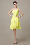 A-line Chiffon One Shoulder Knee-Length Short Bridesmaid Dresses