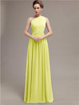 Simple One-shoulder Chiffon Long Bridesmaid Dresses