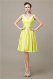 Elegant V-neck  A-line Knee-Length Bridesmaid Dresses