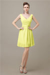 Charming V-neck Chiffon A-line Knee-Length Bridesmaid Dresses