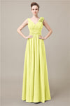 Elegant V-neck Flower A-line Floor-Length Bridesmaid Dresses