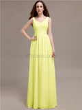 Chiffon Shoulder Strap A-line Floor-Length Bridesmaid Dresses