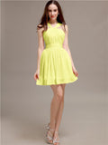 Chiffon A-line Halter Knee-Length Bridesmaid Dresses