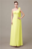 One Shoulder Chiffon A-line Floor-Length Bridesmaid Dresses