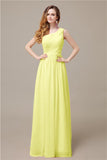 One-Shoulder A-line Chiffon Elegant Floor-Length Bridesmaid Dresses