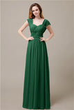 Cap Sleeves A-line Chiffon Floor-Length Bridesmaid Dresses