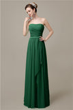 Simple A-line Chiffon Straight Floor-Length Long Bridesmaid Dresses