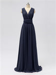 A-line Convertable V Neck Floor Length Jersey Bridesmaid Dresses