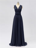 A-line Convertable V Neck Floor Length Jersey Bridesmaid Dresses