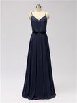 A-line Spaghetti Strap Chiffon Floor Length Bridesmaid Dresses