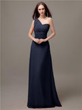 Unique One-shoulder Sleeveless A-line Floor-Length Bridesmaid Dresses