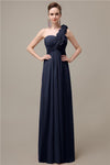 Simple A-line One-Shoulder Floor-Length Chiffon Bridesmaid Dresses