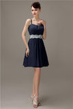 Spaghetti Straps Sweetheart A-line Chiffon Appliques Bridesmaid Dresses