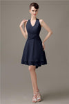 High-low Chiffon A-line Halter Short Bridesmaid Dresses