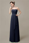 Simple A-line Chiffon Straight Floor-Length Long Bridesmaid Dresses