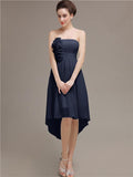 Straight High Low Chiffon Short Bridesmaid Dresses