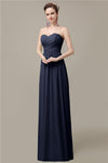 Simple A-line Chiffon Sweetheart Floor-Length Long Bridesmaid Dresses.