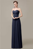 Simple A-line Chiffon Sweetheart Floor-Length Long Bridesmaid Dresses.