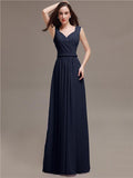 Honest A-line Chiffon Long Bridesmaid Dresses