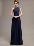 Simple One-shoulder Chiffon Long Bridesmaid Dresses