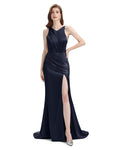 V-neck Sleeveless Split Side Floor-Length Bridesmaid Dresses