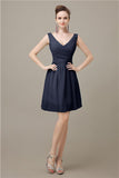 Charming V-neck Chiffon A-line Knee-Length Bridesmaid Dresses