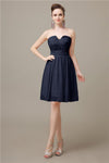 Simple Strapless Chiffon A-line Knee-Length Bridesmaid Dresses