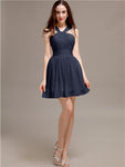 Chiffon A-line Halter Knee-Length Bridesmaid Dresses