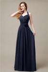 Pretty A-line Chiffon Hatler Floor-Length Bridesmaid Dresses