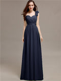 A-line One-Shoulder With Flowers Floor-Length Bridesmaid Dresses