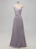 A-line V Neck Floor Length Bridesmaid Dresses