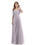 A-line off the Shoulder Spaghetti Straps Floor-Length Bridesmaid Dresses