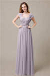 Cap Sleeves A-line Chiffon Floor-Length Bridesmaid Dresses