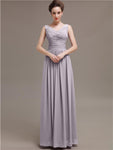 Simple V-Neck Pleats Chiffon Long Bridesmaid Dresses