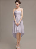 Straight High Low Chiffon Short Bridesmaid Dresses