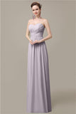 Simple A-line Chiffon Sweetheart Floor-Length Long Bridesmaid Dresses.